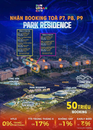 nhận booking 3 tòa căn hộ p7, p8, p9 dự án sun urban city - hà nam, giá rumo chỉ từ 1,5 tỷ/ căn