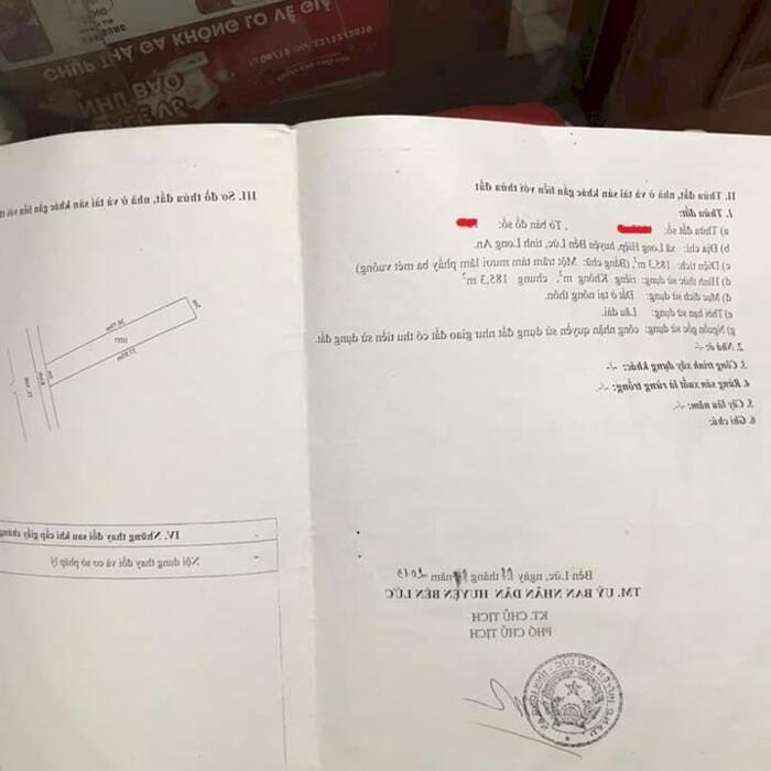 Hình ảnh Kẹt tiền ngân hàng bán gấp 185,3m2 thổ cư MT 833b - Bến Lức giá 9tr1/m2 thương lượng 3