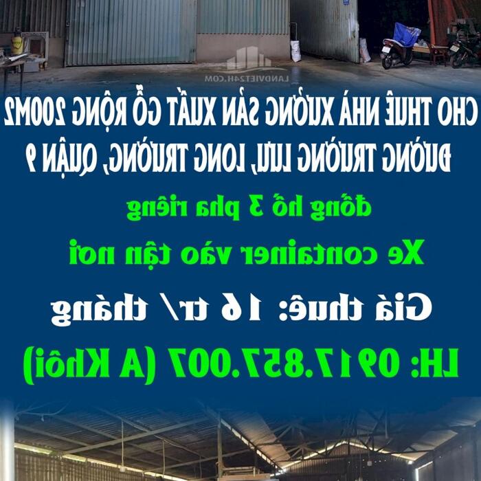 Hình ảnh CHO THUÊ NHÀ XƯỞNG SẢN XUẤT GỖ RỘNG 200M2 ĐƯỜNG TRƯỜNG LƯU, LONG TRƯỜNG, QUẬN 9 0