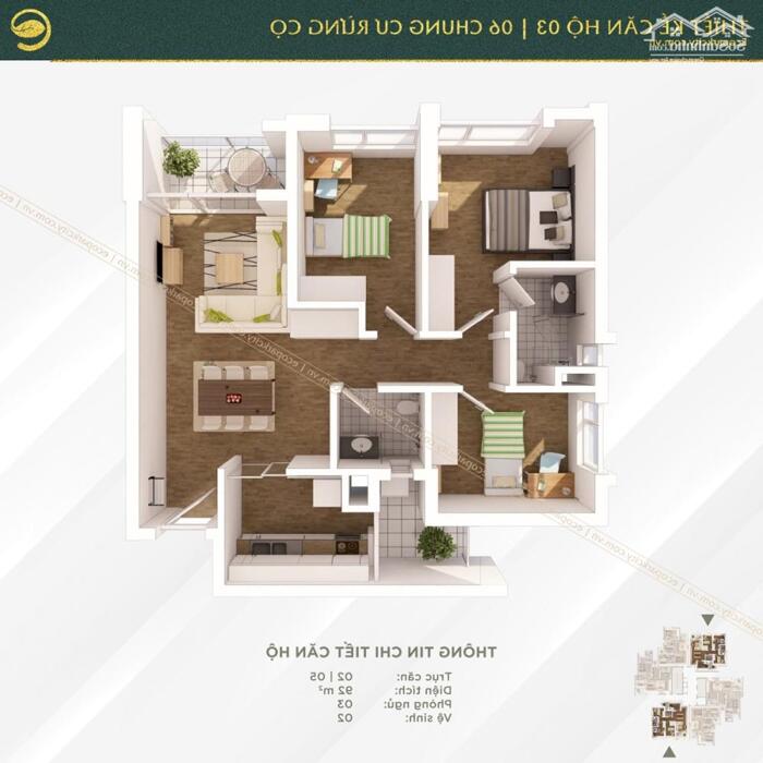 Hình ảnh Chỉ 3 tỷ 160 sở hữu căn hộ 92m2 3 ngủ - chung cư Rừng cọ Ecopark 2