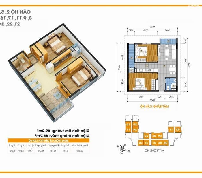 Hình ảnh 3.0X TỶ CĂN HỘ CHUNG CƯ THE GOLDEN AN KHÁNH, 2 NGỦ 65.7M2, BAN CÔNG ĐÔNG NAM, VỀ Ở NGAY 0