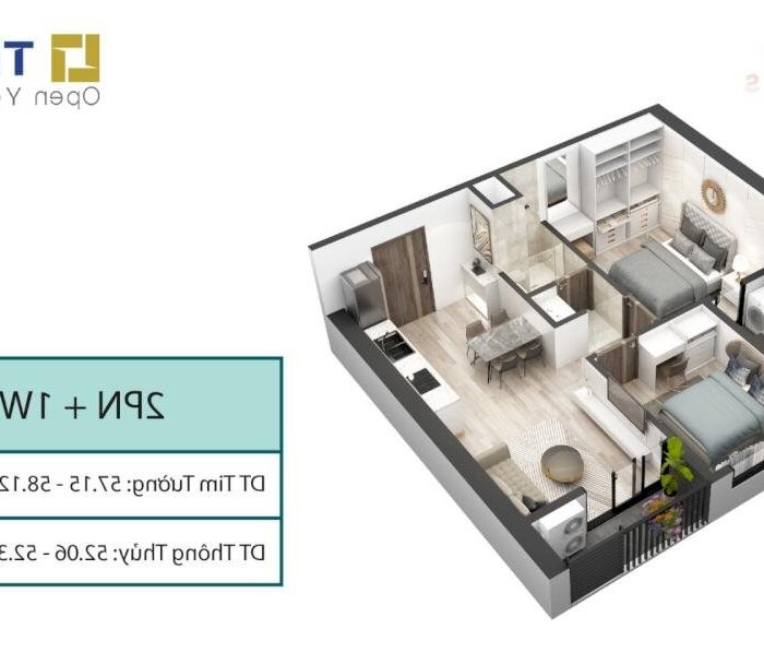 Hình ảnh Bán căn hộ 2 ngủ 1 vệ sinh - Chung cư Sky Oasis , KĐT Ecopark - Giá 2 tỷ 520 0